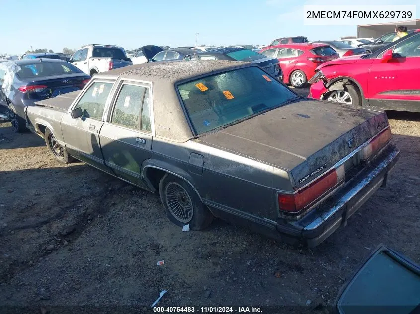 1991 Mercury Grand Marquis Gs VIN: 2MECM74F0MX629739 Lot: 40754483