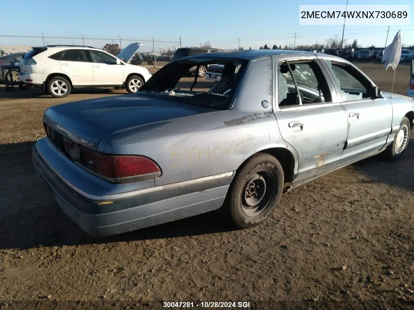 1992 Mercury Grand Marquis Gs VIN: 2MECM74WXNX730689 Lot: 30047281