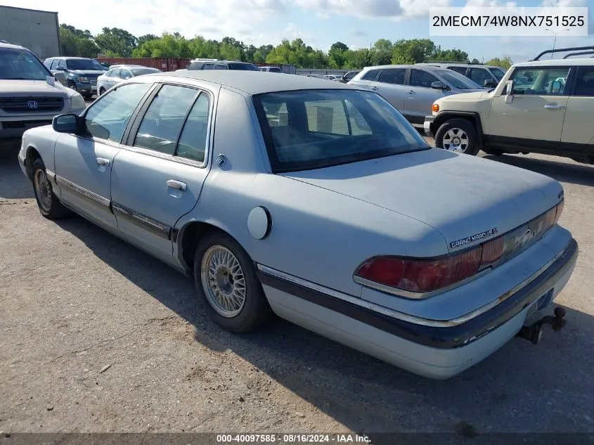 1992 Mercury Grand Marquis Gs VIN: 2MECM74W8NX751525 Lot: 40097585