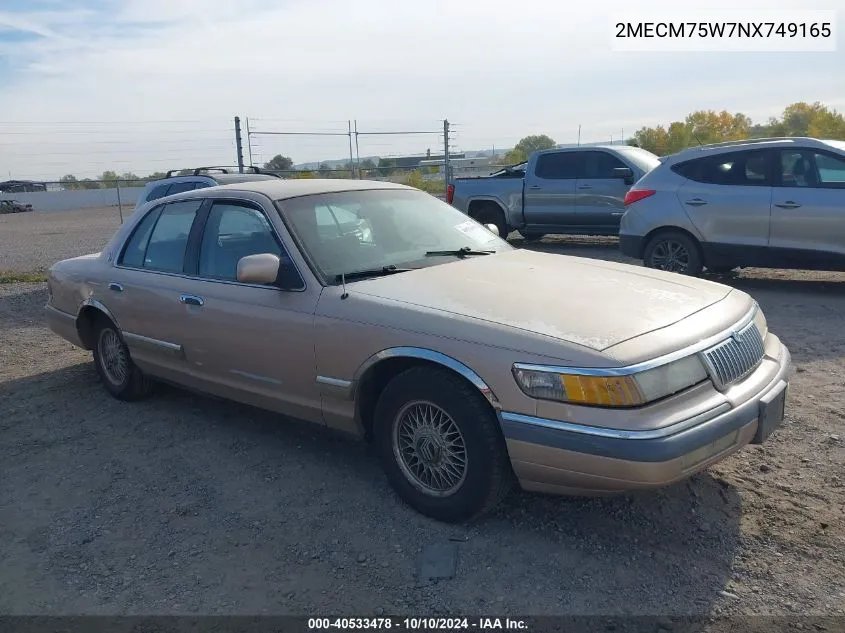 1992 Mercury Grand Marquis Ls VIN: 2MECM75W7NX749165 Lot: 40533478