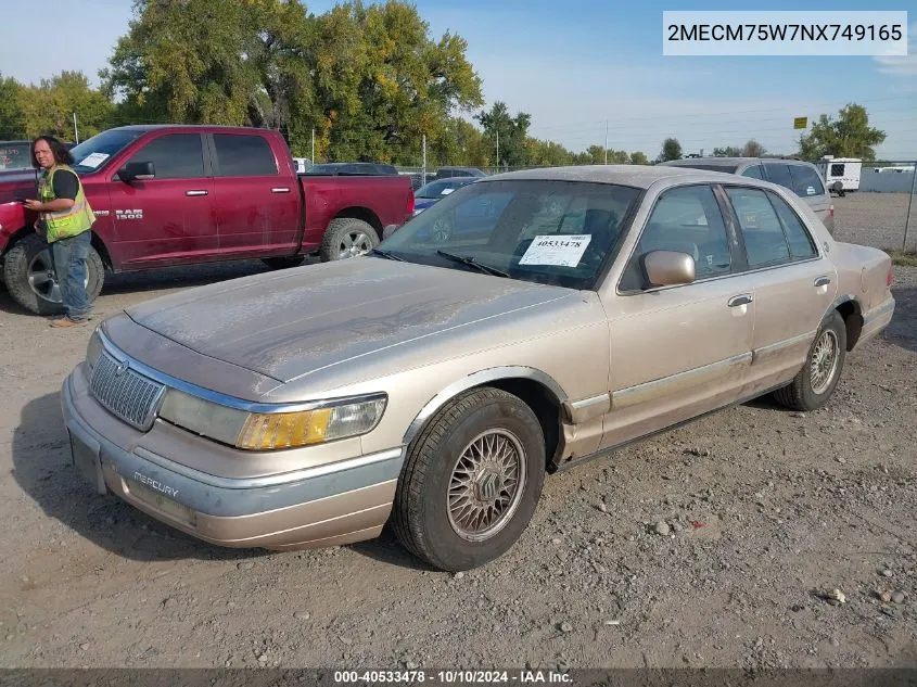 1992 Mercury Grand Marquis Ls VIN: 2MECM75W7NX749165 Lot: 40533478