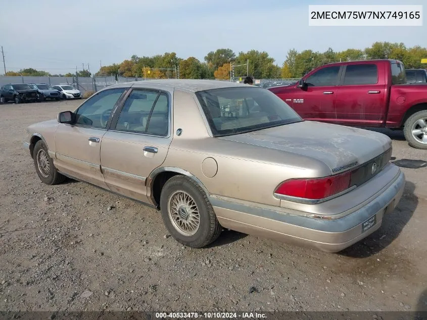 1992 Mercury Grand Marquis Ls VIN: 2MECM75W7NX749165 Lot: 40533478