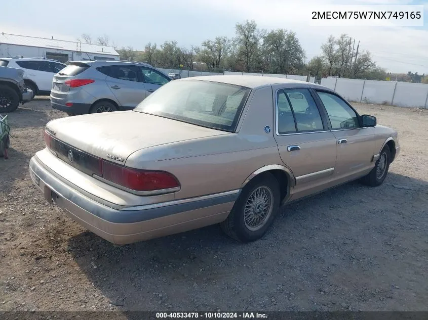 1992 Mercury Grand Marquis Ls VIN: 2MECM75W7NX749165 Lot: 40533478