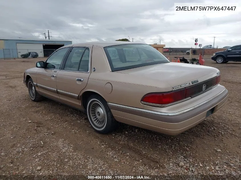 1993 Mercury Grand Marquis Ls VIN: 2MELM75W7PX647447 Lot: 40811650