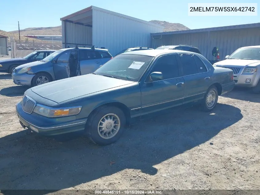 1995 Mercury Grand Marquis Ls VIN: 2MELM75W5SX642742 Lot: 40545101