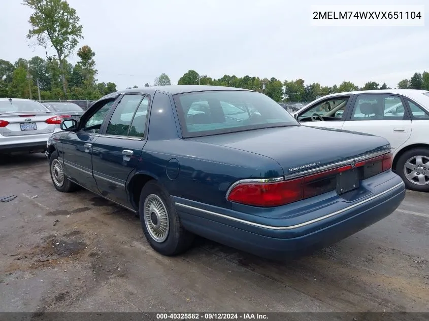 1997 Mercury Grand Marquis Gs VIN: 2MELM74WXVX651104 Lot: 40325582