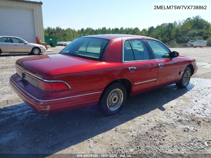 1997 Mercury Grand Marquis Ls VIN: 2MELM75W7VX738862 Lot: 40539384