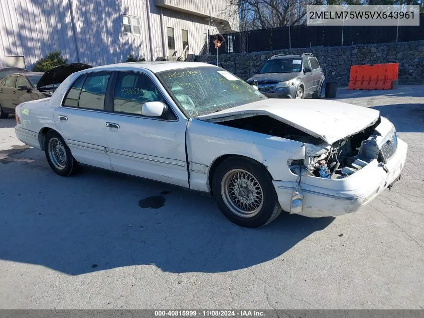 1997 Mercury Grand Marquis Ls VIN: 2MELM75W5VX643961 Lot: 40815999