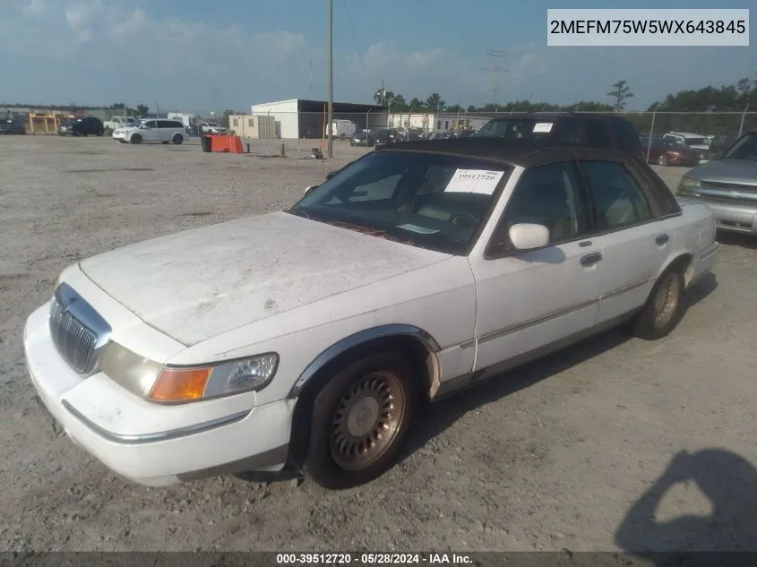 1998 Mercury Grand Marquis VIN: 2MEFM75W5WX643845 Lot: 39512720