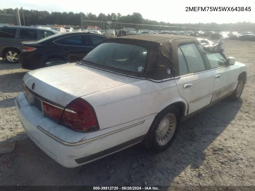 1998 Mercury Grand Marquis VIN: 2MEFM75W5WX643845 Lot: 39512720