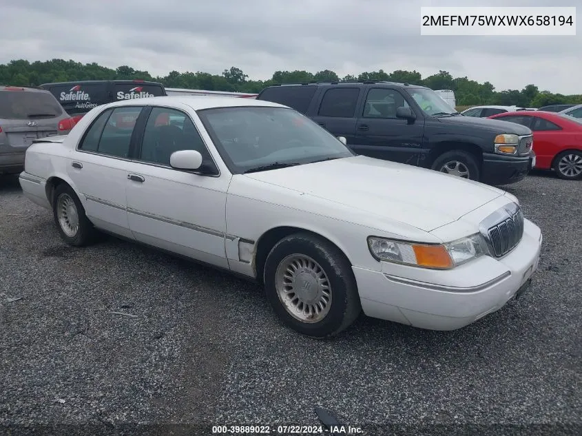 1998 Mercury Grand Marquis VIN: 2MEFM75WXWX658194 Lot: 39889022