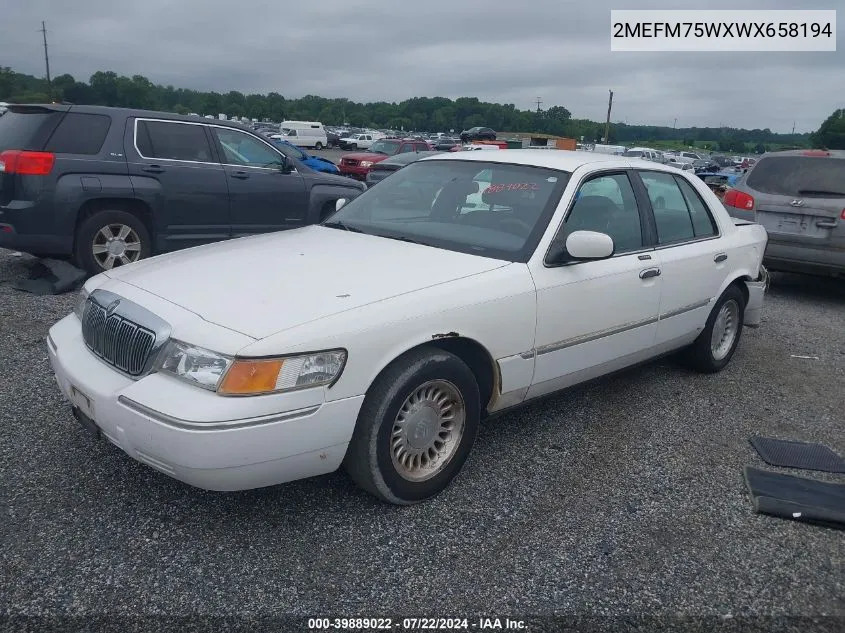 1998 Mercury Grand Marquis VIN: 2MEFM75WXWX658194 Lot: 39889022