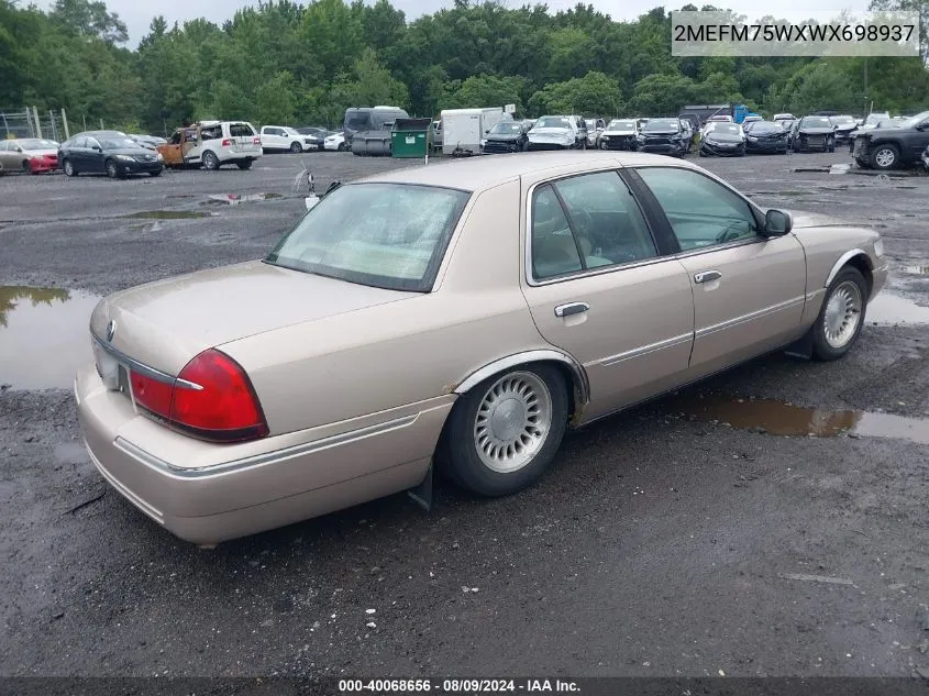 1998 Mercury Grand Marquis VIN: 2MEFM75WXWX698937 Lot: 40068656