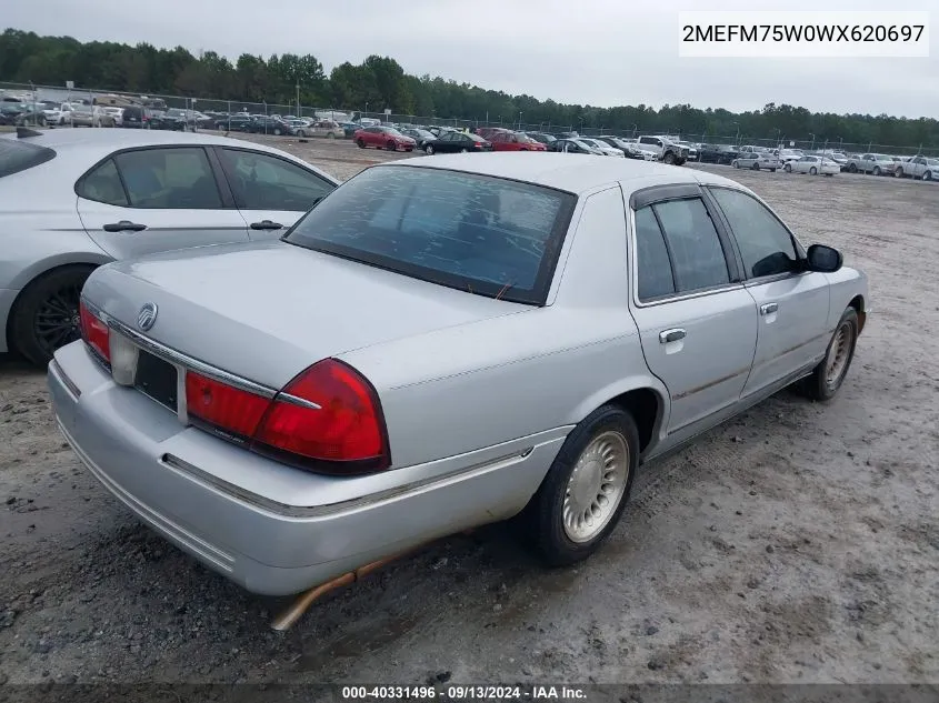 1998 Mercury Grand Marquis VIN: 2MEFM75W0WX620697 Lot: 40331496