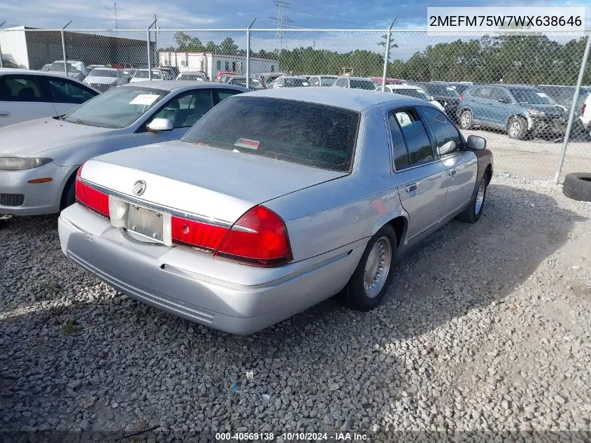 1998 Mercury Grand Marquis VIN: 2MEFM75W7WX638646 Lot: 40569138