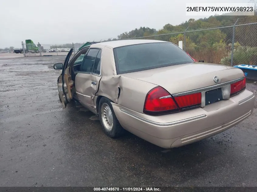 1998 Mercury Grand Marquis VIN: 2MEFM75WXWX698923 Lot: 40749570