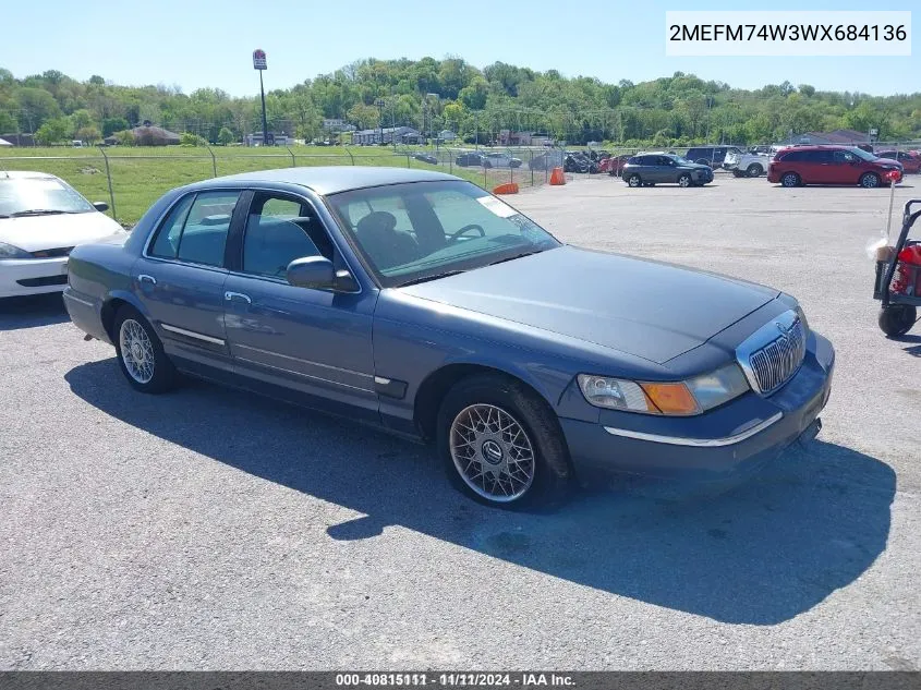 1998 Mercury Grand Marquis VIN: 2MEFM74W3WX684136 Lot: 40815111