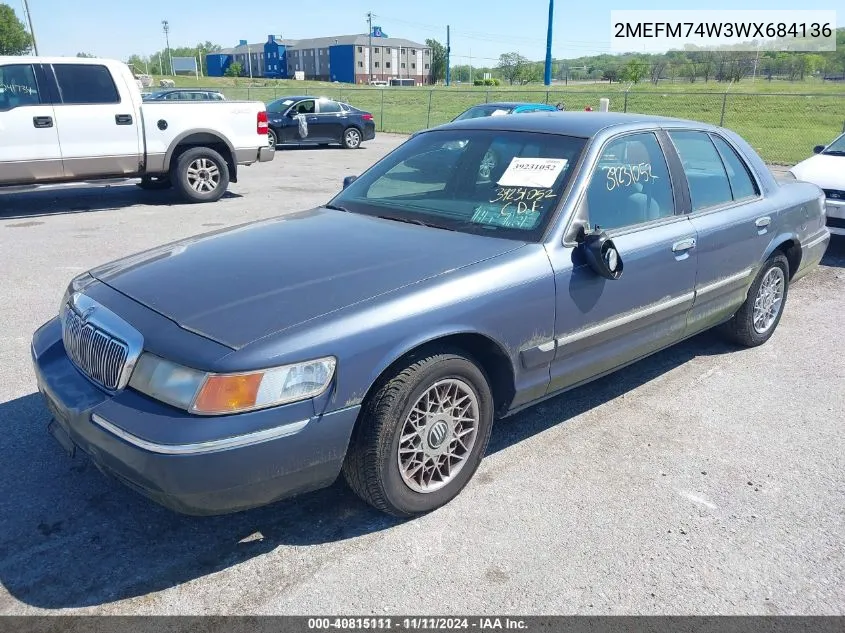 1998 Mercury Grand Marquis VIN: 2MEFM74W3WX684136 Lot: 40815111