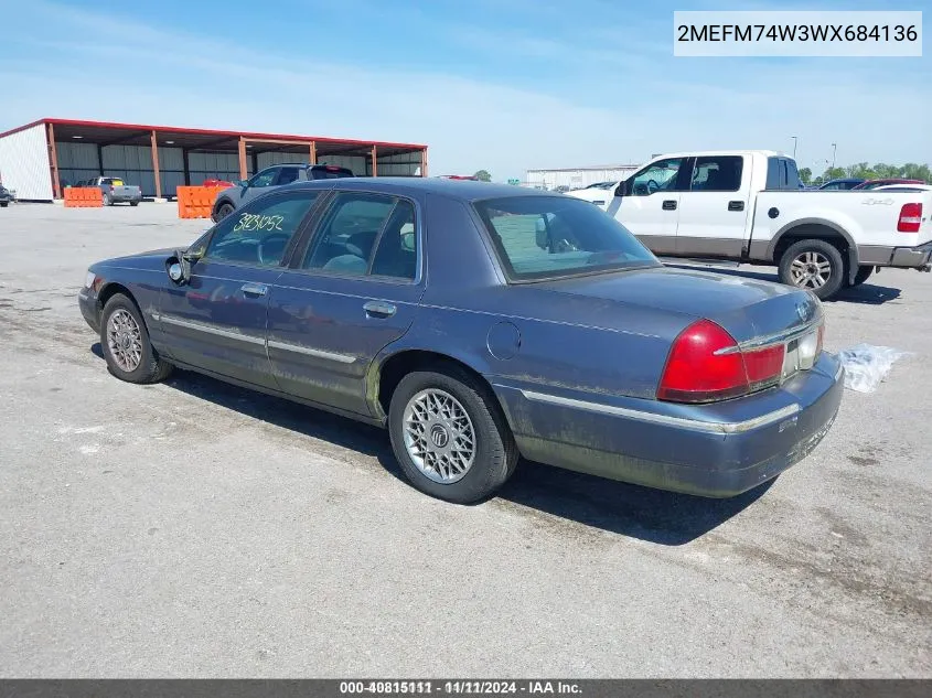 1998 Mercury Grand Marquis VIN: 2MEFM74W3WX684136 Lot: 40815111