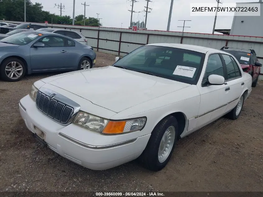 1999 Mercury Grand Marquis Ls VIN: 2MEFM75W1XX722463 Lot: 39560099