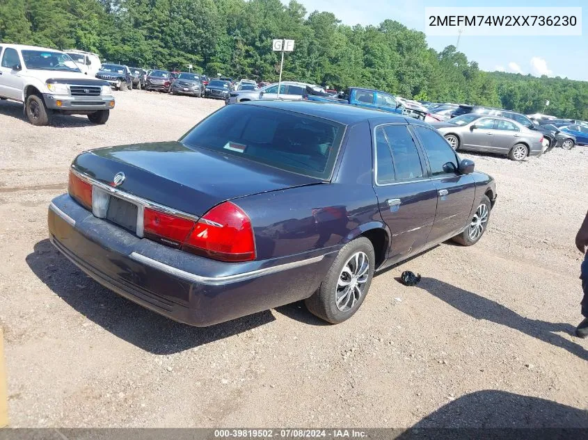 1999 Mercury Grand Marquis Gs VIN: 2MEFM74W2XX736230 Lot: 39819502