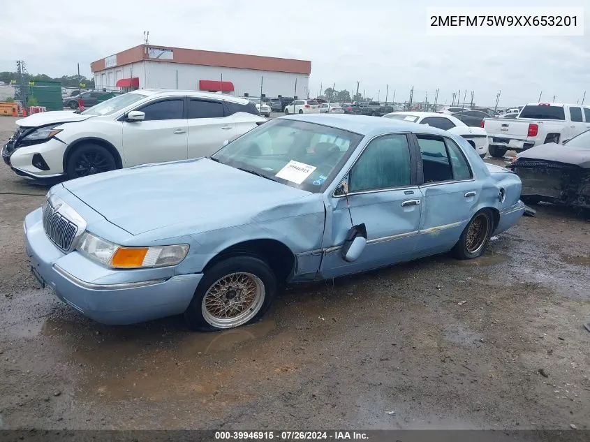 1999 Mercury Grand Marquis Ls VIN: 2MEFM75W9XX653201 Lot: 39946915