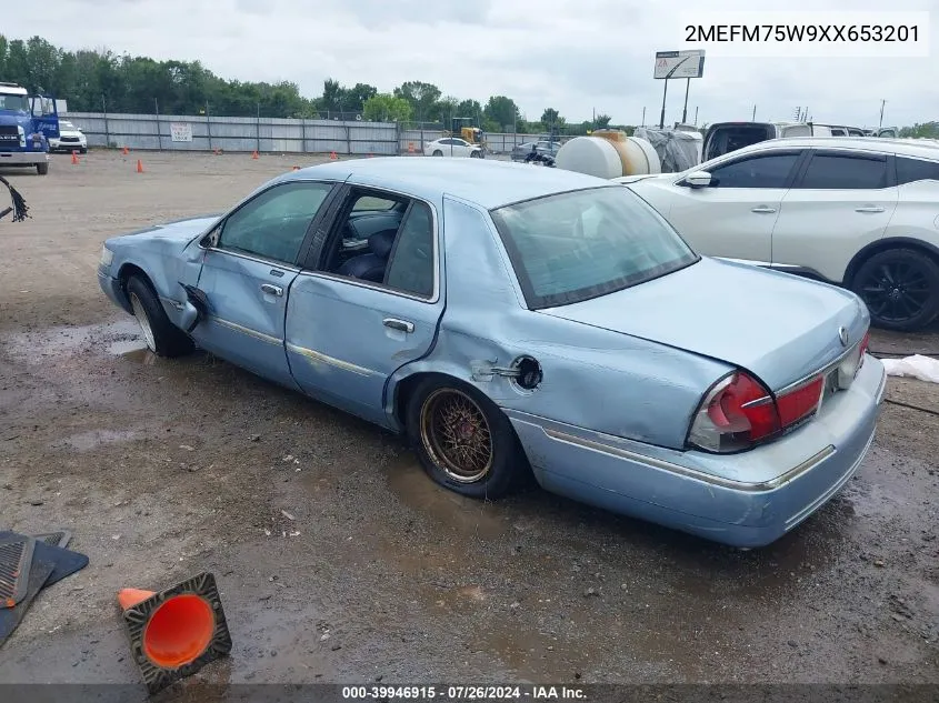 1999 Mercury Grand Marquis Ls VIN: 2MEFM75W9XX653201 Lot: 39946915