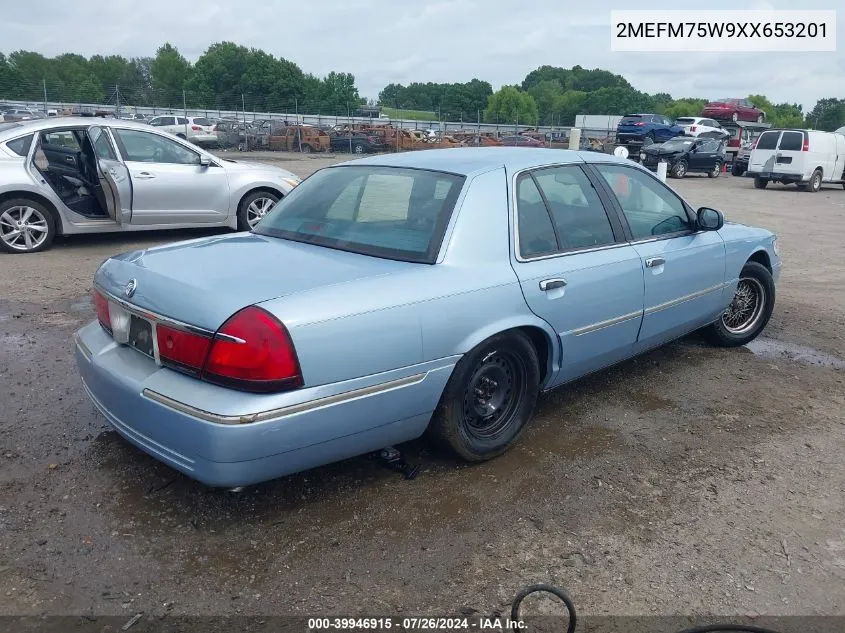 1999 Mercury Grand Marquis Ls VIN: 2MEFM75W9XX653201 Lot: 39946915