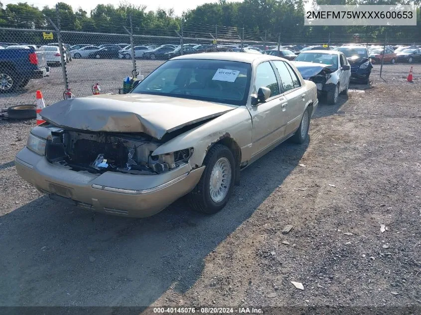 1999 Mercury Grand Marquis Ls VIN: 2MEFM75WXXX600653 Lot: 40145076