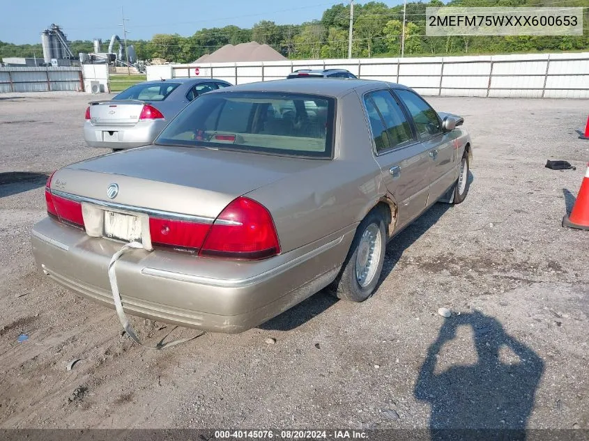 1999 Mercury Grand Marquis Ls VIN: 2MEFM75WXXX600653 Lot: 40145076