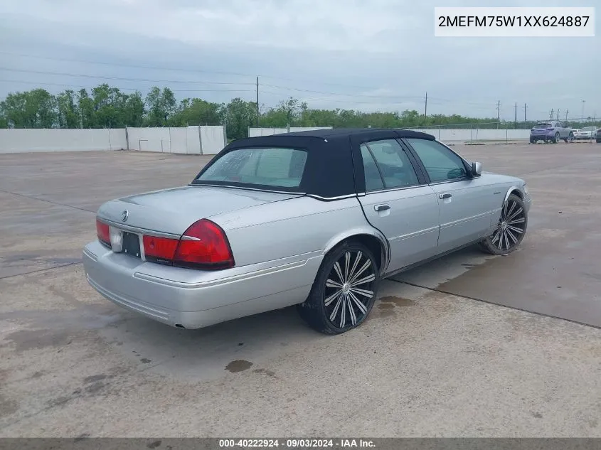 1999 Mercury Grand Marquis Ls VIN: 2MEFM75W1XX624887 Lot: 40222924