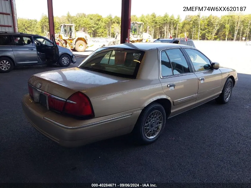 1999 Mercury Grand Marquis Gs VIN: 2MEFM74W6XX620187 Lot: 40284671