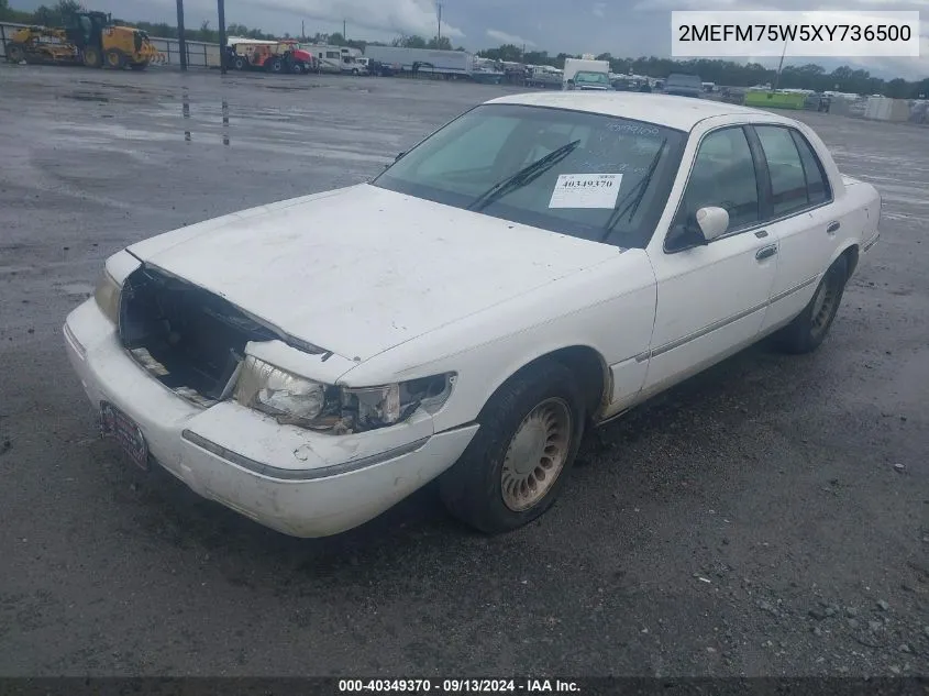 1999 Mercury Grand Marquis Ls VIN: 2MEFM75W5XY736500 Lot: 40349370