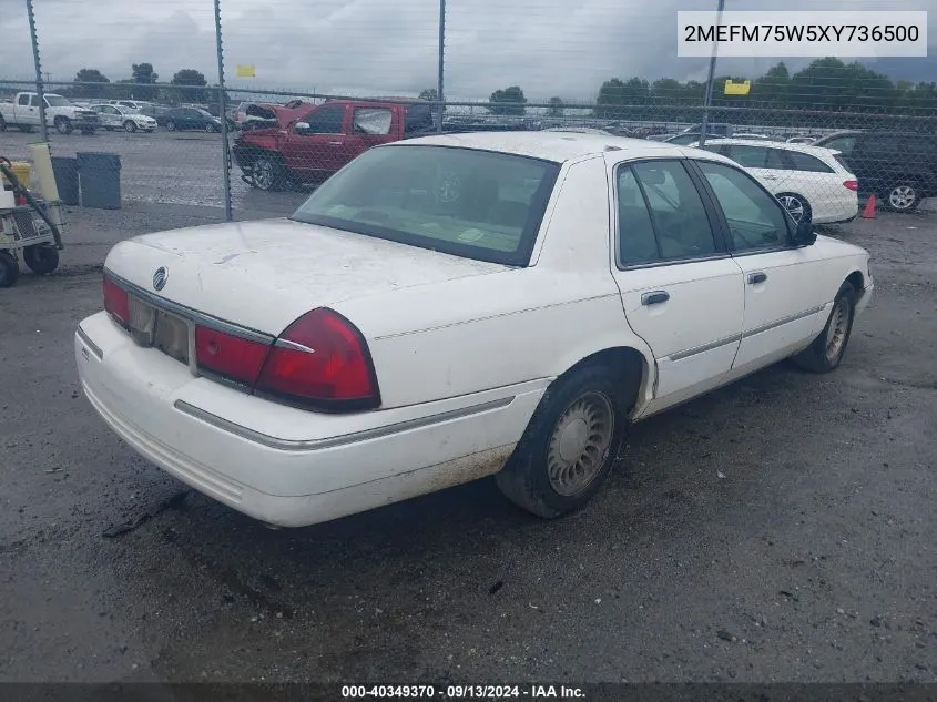 1999 Mercury Grand Marquis Ls VIN: 2MEFM75W5XY736500 Lot: 40349370