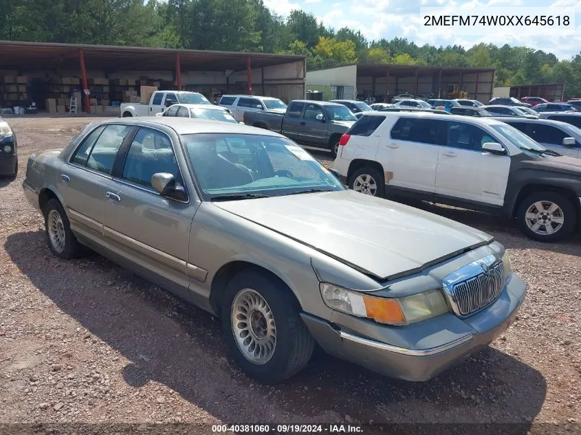 1999 Mercury Grand Marquis Gs VIN: 2MEFM74W0XX645618 Lot: 40381060