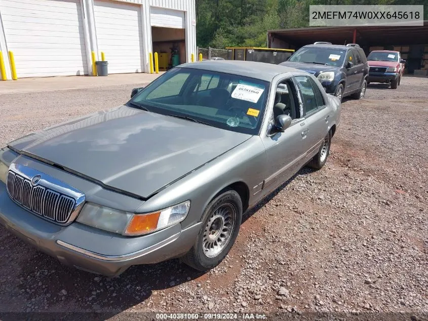 1999 Mercury Grand Marquis Gs VIN: 2MEFM74W0XX645618 Lot: 40381060