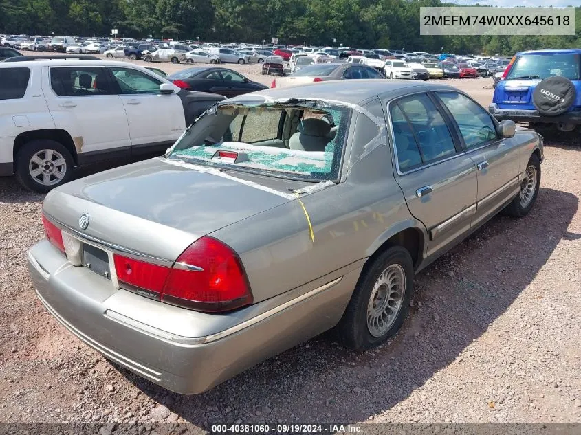 1999 Mercury Grand Marquis Gs VIN: 2MEFM74W0XX645618 Lot: 40381060