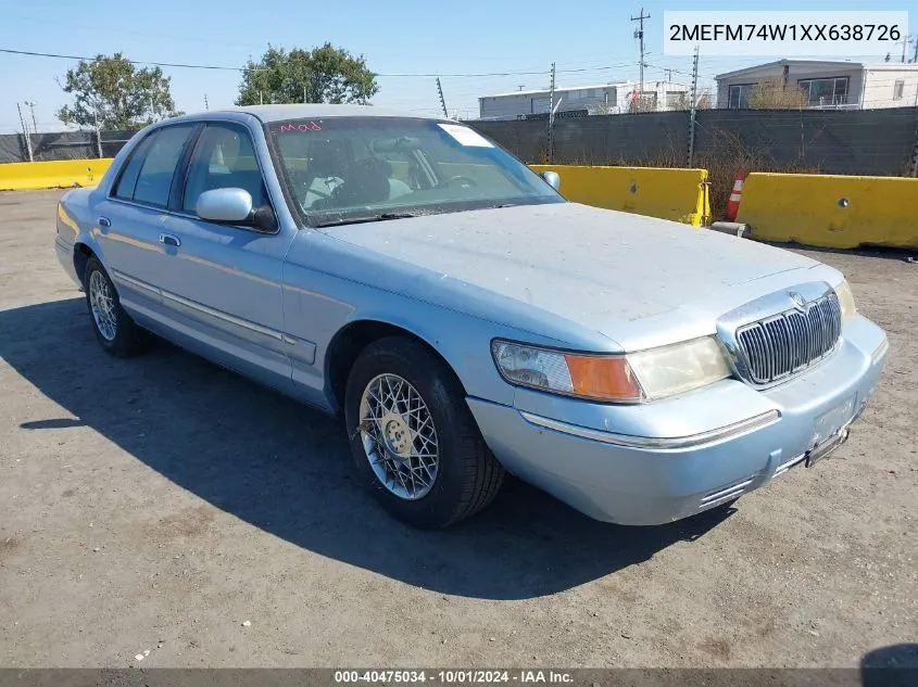 1999 Mercury Grand Marquis Gs VIN: 2MEFM74W1XX638726 Lot: 40475034