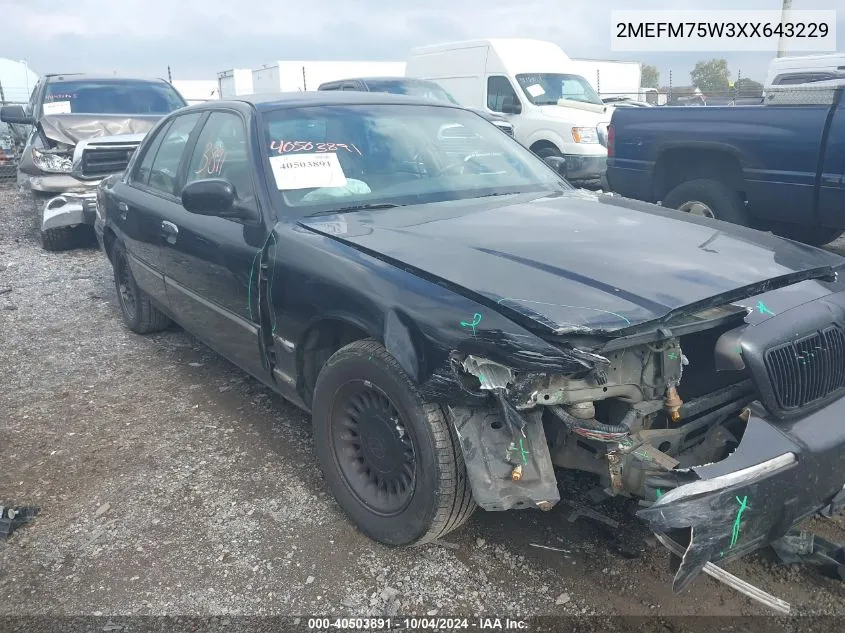 1999 Mercury Grand Marquis Ls VIN: 2MEFM75W3XX643229 Lot: 40503891