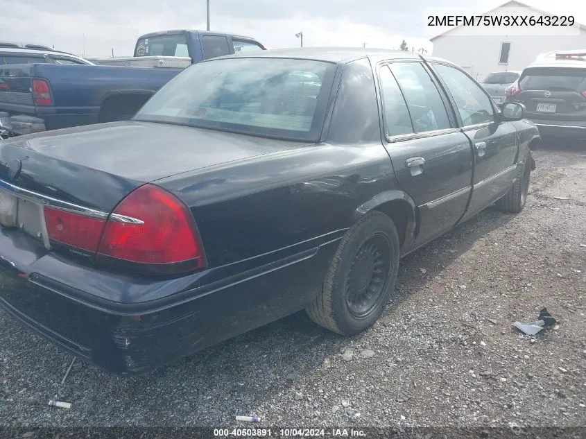 1999 Mercury Grand Marquis Ls VIN: 2MEFM75W3XX643229 Lot: 40503891