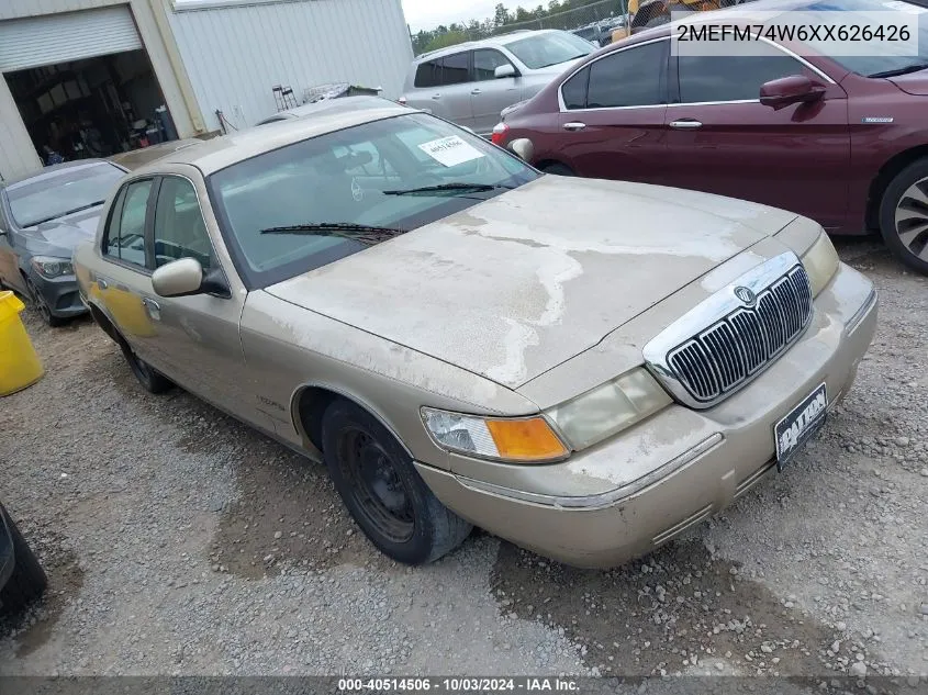 1999 Mercury Grand Marquis Gs VIN: 2MEFM74W6XX626426 Lot: 40514506