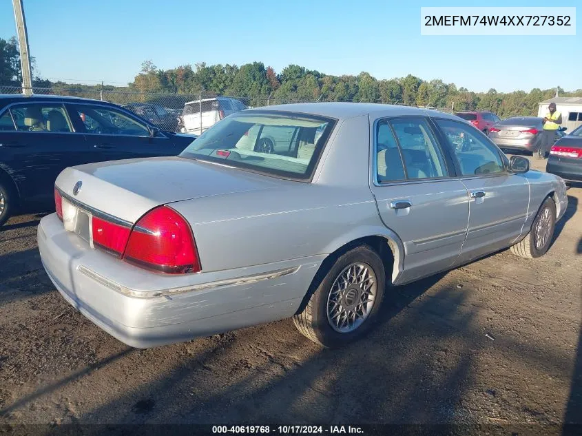 1999 Mercury Grand Marquis Gs VIN: 2MEFM74W4XX727352 Lot: 40619768