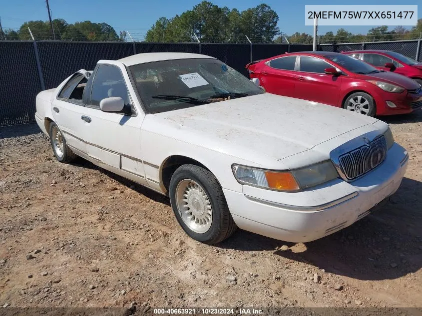 1999 Mercury Grand Marquis Ls VIN: 2MEFM75W7XX651477 Lot: 40663921