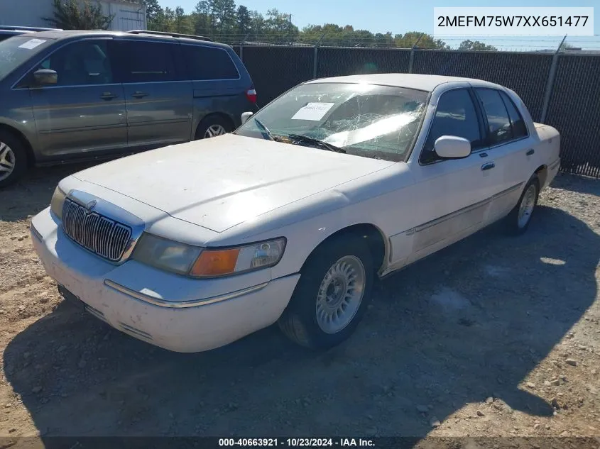 1999 Mercury Grand Marquis Ls VIN: 2MEFM75W7XX651477 Lot: 40663921