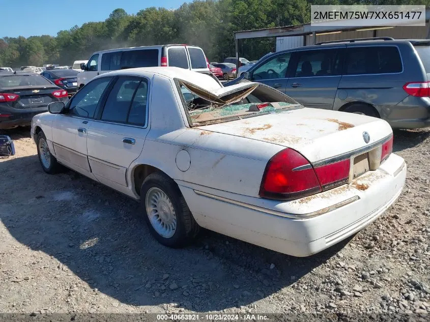 1999 Mercury Grand Marquis Ls VIN: 2MEFM75W7XX651477 Lot: 40663921