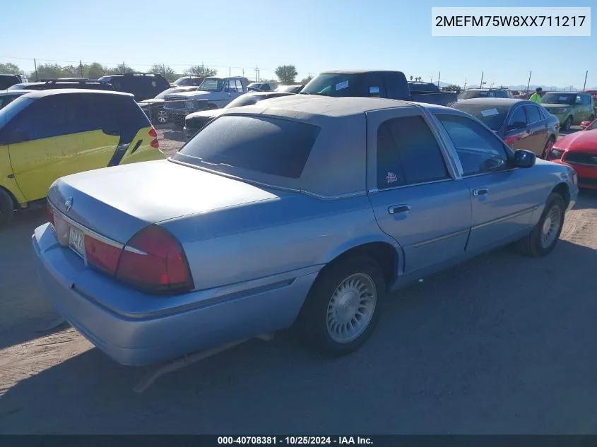 1999 Mercury Grand Marquis Ls VIN: 2MEFM75W8XX711217 Lot: 40708381