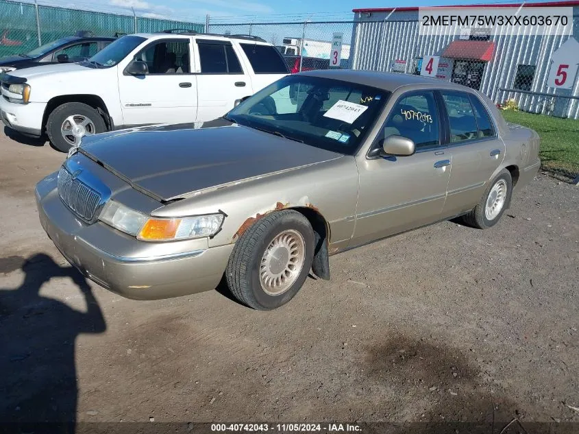 1999 Mercury Grand Marquis Ls VIN: 2MEFM75W3XX603670 Lot: 40742043