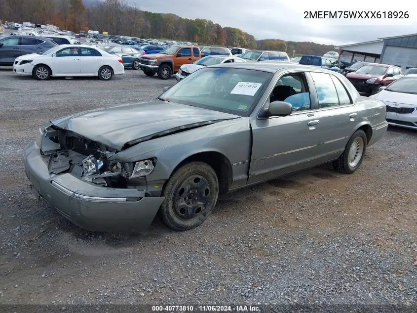 1999 Mercury Grand Marquis Ls VIN: 2MEFM75WXXX618926 Lot: 40773810