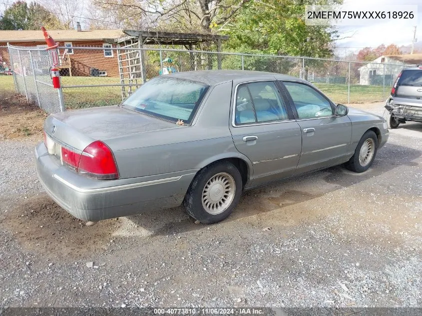 1999 Mercury Grand Marquis Ls VIN: 2MEFM75WXXX618926 Lot: 40773810