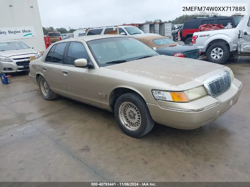 1999 Mercury Grand Marquis Gs VIN: 2MEFM74W0XX717885 Lot: 40793441